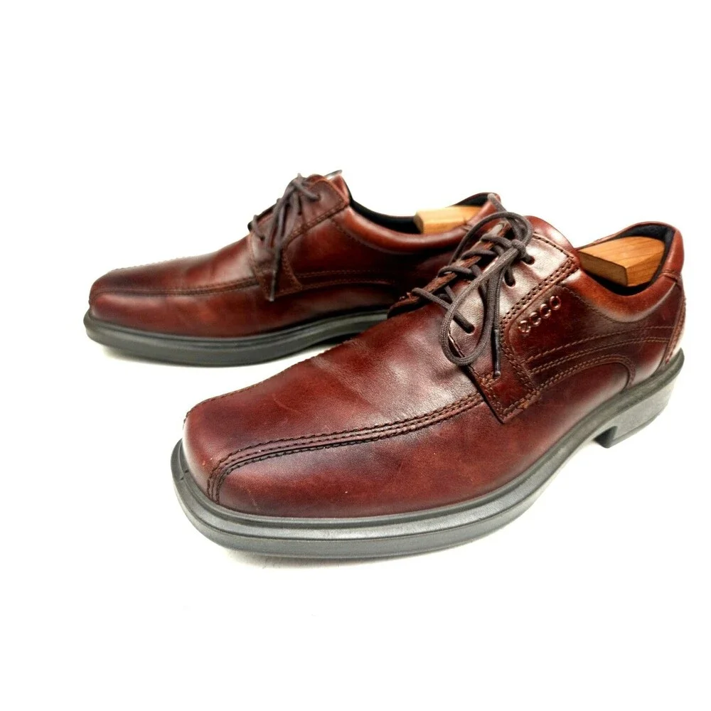 ECCO Mens Helsinki Bicycle Toe Tie Cocoa Brown Leather Oxfords Eur 44 US 10-10.5